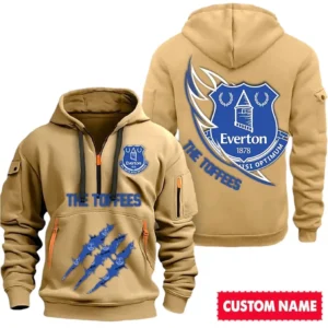 Everton EPL Hoodie Half Zipper SPO0120008, Gift For Fan Everton - Khaki