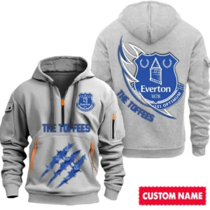 Everton EPL Hoodie Half Zipper SPO0120008, Gift For Fan Everton - Gray