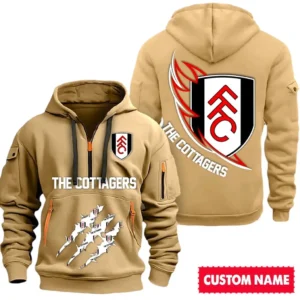Fulham EPL Hoodie Half Zipper SPO0120009, Gift For Fan Fulham - Khaki