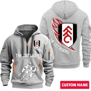 Fulham EPL Hoodie Half Zipper SPO0120009, Gift For Fan Fulham - Gray