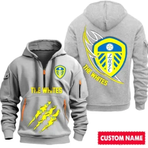 Leeds United EPL Hoodie Half Zipper SPO0120010, Gift For Fan Leeds United - Gray