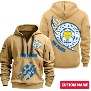 Leicester City EPL Hoodie Half Zipper SPO0120011, Gift For Fan Leicester City - Khaki