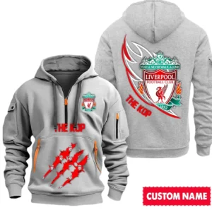 Liverpool EPL Hoodie Half Zipper SPO0120012, Gift For Fan Liverpool - Gray
