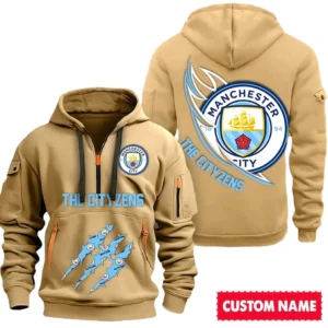 Manchester City EPL Hoodie Half Zipper SPO0120013, Gift For Fan Manchester City - Khaki