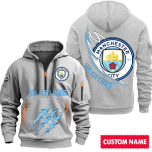 Manchester City EPL Hoodie Half Zipper SPO0120013, Gift For Fan Manchester City - Gray
