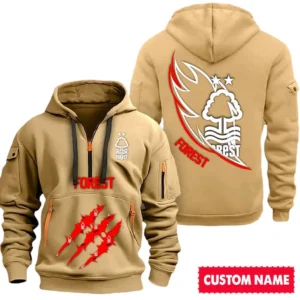 Nottingham Forest EPL Hoodie Half Zipper SPO0120016, Gift For Fan Nottingham Forest - Khaki