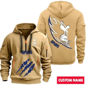 Tottenham Hotspur EPL Hoodie Half Zipper SPO0120018, Gift For Fan Tottenham Hotspur - Khaki