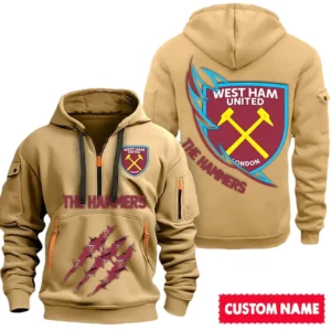 West Ham United EPL Hoodie Half Zipper SPO0120019, Gift For Fan West Ham United - Khaki