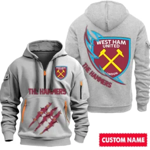 West Ham United EPL Hoodie Half Zipper SPO0120019, Gift For Fan West Ham United - Gray