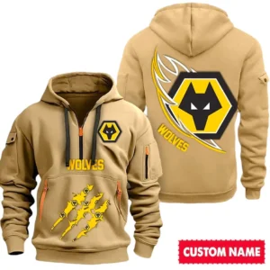 Wolverhampton Wanderers EPL Hoodie Half Zipper SPO0120020, Gift For Fan Wolverhampton Wanderers - Khaki