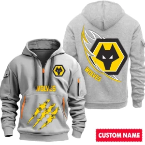 Wolverhampton Wanderers EPL Hoodie Half Zipper SPO0120020, Gift For Fan Wolverhampton Wanderers - Gray