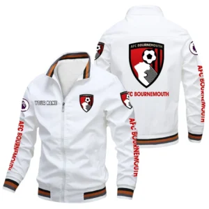 Bournemouth EPL Stand Collar Jacket SPO0420001, Gift For Fan Bournemouth - White