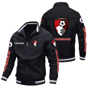 Bournemouth EPL Stand Collar Jacket SPO0420001, Gift For Fan Bournemouth - Black