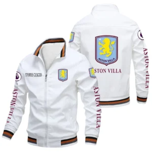 Aston Villa EPL Stand Collar Jacket SPO0420002, Gift For Fan Aston Villa - White