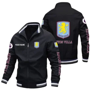 Aston Villa EPL Stand Collar Jacket SPO0420002, Gift For Fan Aston Villa - Black