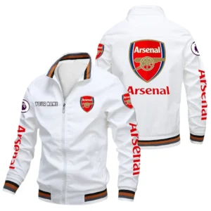 Arsenal EPL Stand Collar Jacket SPO0420003, Gift For Fan Arsenal - White