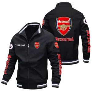 Arsenal EPL Stand Collar Jacket SPO0420003, Gift For Fan Arsenal - Black