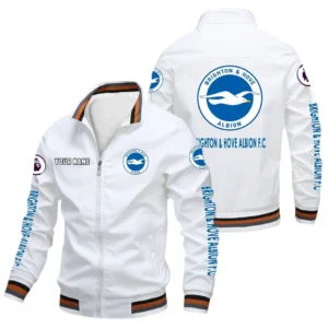 Brighton EPL Stand Collar Jacket SPO0420004, Gift For Fan Brighton - White