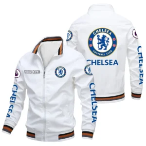 Chelsea EPL Stand Collar Jacket SPO0420005, Gift For Fan Chelsea - White