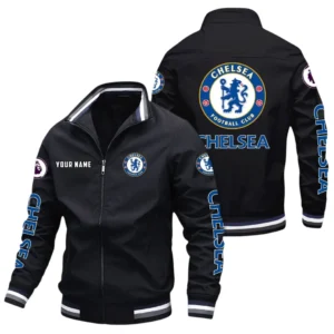 Chelsea EPL Stand Collar Jacket SPO0420005, Gift For Fan Chelsea - Black