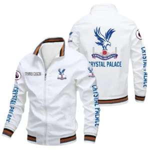 Crystal Palace EPL Stand Collar Jacket SPO0420006, Gift For Fan Crystal Palace - White