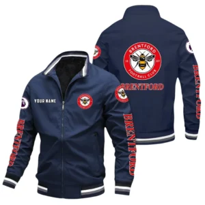 Brentford EPL Stand Collar Jacket SPO0420007, Gift For Fan Brentford - Navy