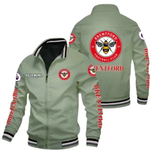 Brentford EPL Stand Collar Jacket SPO0420007, Gift For Fan Brentford - Bean Green