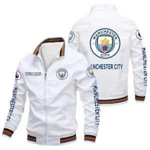 Manchester City EPL Stand Collar Jacket SPO0420009, Gift For Fan Manchester City - White
