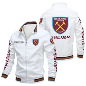 West Ham United EPL Stand Collar Jacket SPO0420010, Gift For Fan West Ham United - White