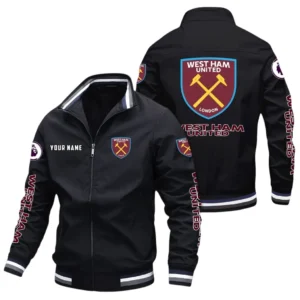 West Ham United EPL Stand Collar Jacket SPO0420010, Gift For Fan West Ham United - Black