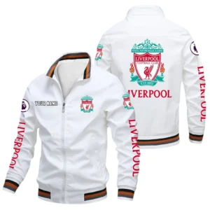 Liverpool EPL Stand Collar Jacket SPO0420012, Gift For Fan Liverpool - White