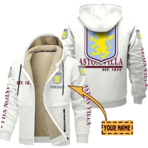 Aston Villa EPL Lamb Fleece Thick Coat SPO0520004, Gift For Fan Aston Villa - White