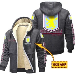Aston Villa EPL Lamb Fleece Thick Coat SPO0520004, Gift For Fan Aston Villa - Dark Gray
