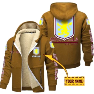 Aston Villa EPL Lamb Fleece Thick Coat SPO0520004, Gift For Fan Aston Villa - Brown