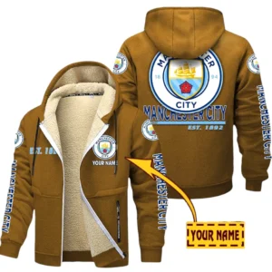 Manchester City EPL Lamb Fleece Thick Coat SPO0520007, Gift For Fan Manchester City - Brown