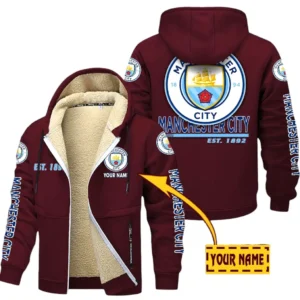 Manchester City EPL Lamb Fleece Thick Coat SPO0520007, Gift For Fan Manchester City - Burgundy