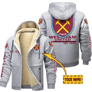 West Ham United EPL Lamb Fleece Thick Coat SPO0520008, Gift For Fan West Ham United - Light Gray