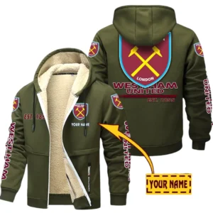 West Ham United EPL Lamb Fleece Thick Coat SPO0520008, Gift For Fan West Ham United - Army Green
