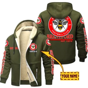 Brentford EPL Lamb Fleece Thick Coat SPO0520010, Gift For Fan Brentford - Army Green