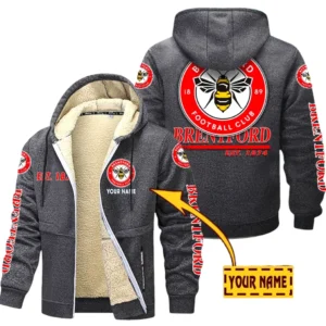 Brentford EPL Lamb Fleece Thick Coat SPO0520010, Gift For Fan Brentford - Dark Gray