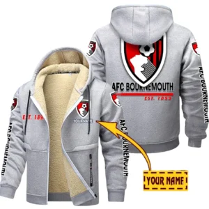 Bournemouth EPL Lamb Fleece Thick Coat SPO0520016, Gift For Fan Bournemouth - Light Gray