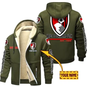 Bournemouth EPL Lamb Fleece Thick Coat SPO0520016, Gift For Fan Bournemouth - Army Green