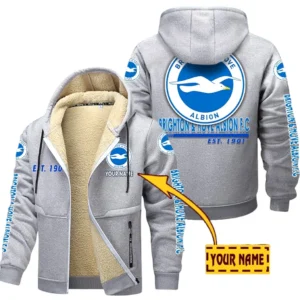 Brighton EPL Lamb Fleece Thick Coat SPO0520019, Gift For Fan Brighton - Light Gray