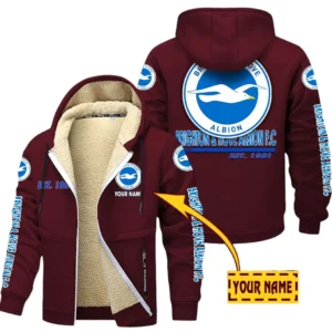 Brighton EPL Lamb Fleece Thick Coat SPO0520019, Gift For Fan Brighton - Burgundy
