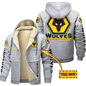 Wolverhampton Wanderers EPL Lamb Fleece Thick Coat SPO0520020, Gift For Fan Wolverhampton Wanderers - Light Gray