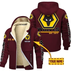 Wolverhampton Wanderers EPL Lamb Fleece Thick Coat SPO0520020, Gift For Fan Wolverhampton Wanderers - Burgundy