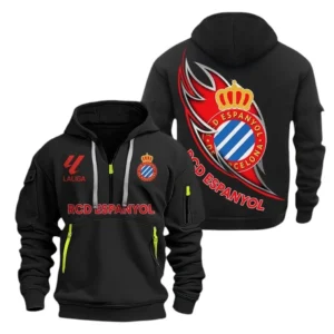 Espanyol Laliga Hoodie Half Zipper LALIGA0101102510, Gift For Fan Espanyol - Black