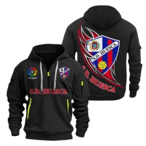 Huesca Laliga Hoodie Half Zipper LALIGA0101102513, Gift For Fan Huesca - Black