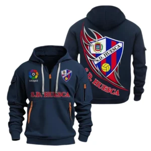 Huesca Laliga Hoodie Half Zipper LALIGA0101102513, Gift For Fan Huesca - Navy