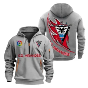 Mirandes Laliga Hoodie Half Zipper LALIGA0101102514, Gift For Fan Mirandes - Grey